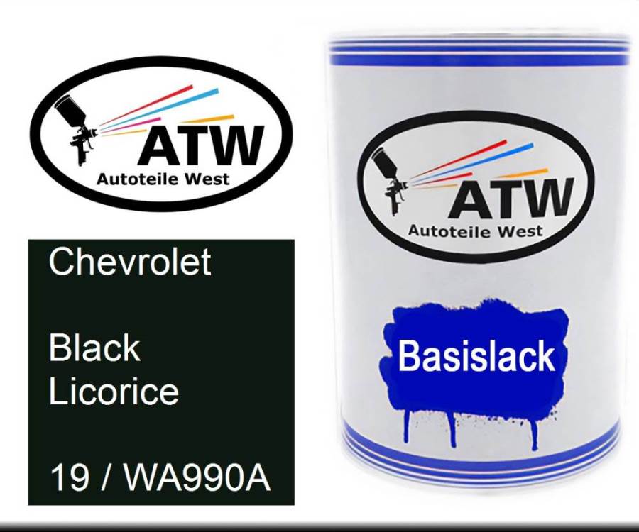 Chevrolet, Black Licorice, 19 / WA990A: 500ml Lackdose, von ATW Autoteile West.